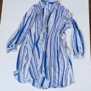 NWOT Alfani Striped Tunic Blouse Blue and White - Size S